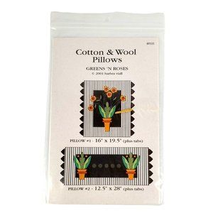 VTG Cotton & Wool Pillows Pattern GREENS 'N ROSES Viall Heartisan Studios 2001